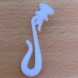 Hospital curtain hook. Button glider with large S-hook