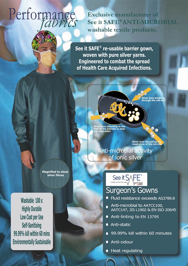 See it SAFE green surgical gown specification flyer